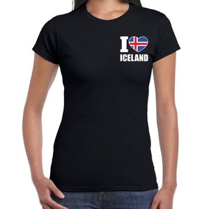 I love Iceland t-shirt IJsland zwart op borst voor dames