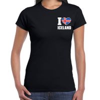 I love Iceland t-shirt IJsland zwart op borst voor dames - thumbnail