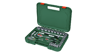 Bosch Groen 1/4" + 1/2" Ratchet set 56-piece (1/4" ratel, 1/2" ratel, 29x dop, 7x verlengstuk of adapters, 18x bit) - 1600A02Z9G