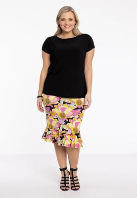 Yoek Rok met ruches | Zwart | Maat 46/48