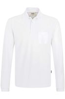 HAKRO 809 Comfort Fit Poloshirt lange mouw wit, Effen