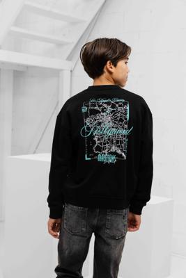 Malelions Hollywood Map Sweater Kids Zwart - Maat 140 - Kleur: ZwartBlauw | Soccerfanshop