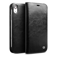 Qialino Classic iPhone XR Wallet Leren Hoesje - Zwart