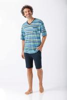 Blauwe Hajo shortama strepen