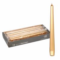 Enlightening Candles Dinerkaarsen - 48x stuks - metallic goud - 8 branduren - 25 cm - kandelaar kaar