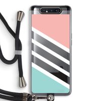 Strepen pastel: Samsung Galaxy A80 Transparant Hoesje met koord