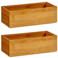 Organizer bakje - 2x - bamboe hout - 15 x 7 x 5 cm - kast/lade sorteer bakje - makeup organizer Organizer bakje - 2x - bamboe hout - 15 x 7 x 5 cm - kast/lade sorteer bakje - makeup organizer
