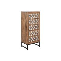 Ladekast Home ESPRIT Bruin Zwart Zilverkleurig Mangohout Spiegel Indiaas 45 x 35 x 105 cm