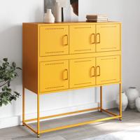Dressoir 100,5x39x107 cm staal mosterdgeel - thumbnail