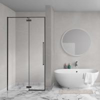 Aqua Vista Oria Linea nisdeur - 90x200cm - incl. montageset - Mat zwart SW1186293/SW1175900