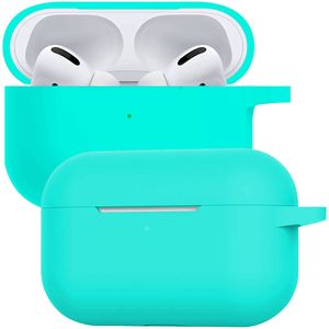 Basey Siliconen Hoesje Voor AirPods Pro Case Hoes - Geschikt voor AirPods Pro Hoesje Cover - Mintgroen