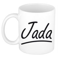 Naam cadeau mok / beker Jada met sierlijke letters 300 ml - thumbnail