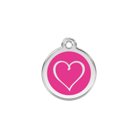 Tribal Heart Hot Pink roestvrijstalen hondenpenning small/klein dia. 2 cm - Reddingo
