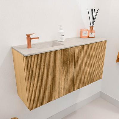 Toiletmeubel Mondiaz Joya Dlux | 80 cm | Meubelkleur Oak | Faye wastafel Ostra Wasbak Links | 1 kraangat