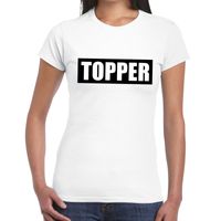 Topper in kader t-shirt wit dames - thumbnail