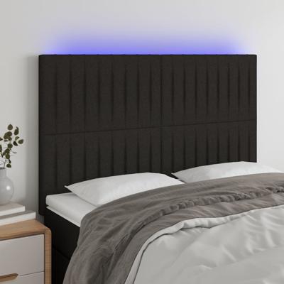 Hoofdbord LED 144x5x118/128 cm stof zwart