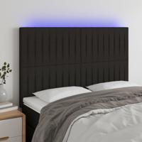 Hoofdbord LED 144x5x118/128 cm stof zwart
