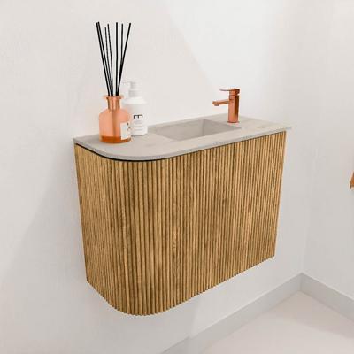 Toiletmeubel Mondiaz Joya Dlux | 51.6 cm | Meubelkleur Oak | Faye wastafel Opalo Wasbak Rechts | 1 kraangat