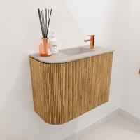 Toiletmeubel Mondiaz Joya Dlux | 51.6 cm | Meubelkleur Oak | Faye wastafel Opalo Wasbak Rechts | 1 kraangat