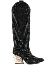 Philipp Plein bottes Strass CowBoy - Noir