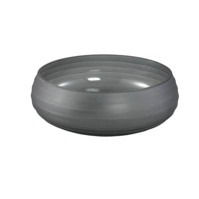 Nadah Grijze komvormige geribbelde glazen vaas