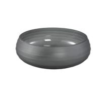 Nadah Grijze komvormige geribbelde glazen vaas