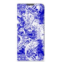 Mobiel BookCase Motorola Moto G22 Angel Skull Blauw - thumbnail