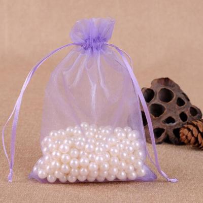 100 PCS geschenk zakken sieraden organza zakje bruiloft verjaardag partij drawable zakjes Gift Bag grootte: 10x15cm (licht paars)