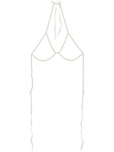 Fleur Du Mal soutien-gorge à ornements de perles - Blanc