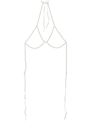 Fleur Du Mal soutien-gorge à ornements de perles - Blanc