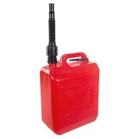 Jerrycan/benzinetank - 10 liter - knalrood - kunststof - met flexibele schenktuit