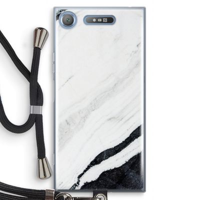 Elegante marmer: Sony Xperia XZ1 Transparant Hoesje met koord