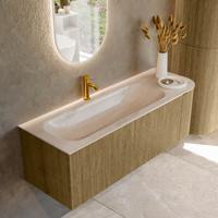 Badmeubel Mondiaz Kurve-Dlux | 135 cm | Meubelkleur Dusk | Wastafelkleur Meli | Solid surface | Wasbak linker zijde spoelbak | 1 kraangat