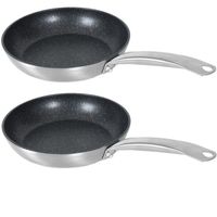 Set van 2x stuks aluminium kleine koekenpannen/hapjespannen Rila met anti-aanbak laag 22 cm