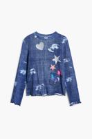 Denim T-shirt met sterren - BLUE - 9/10