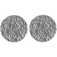 Onderborden Zebraprint - 4x st - rond - D33 cm - kunststof - diner borden - onderzetborden Onderborden Zebraprint - 4x st - rond - D33 cm - kunststof - diner borden - onderzetborden