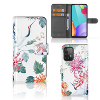 Samsung Galaxy A52 Telefoonhoesje met Pasjes Bird Flowers - thumbnail