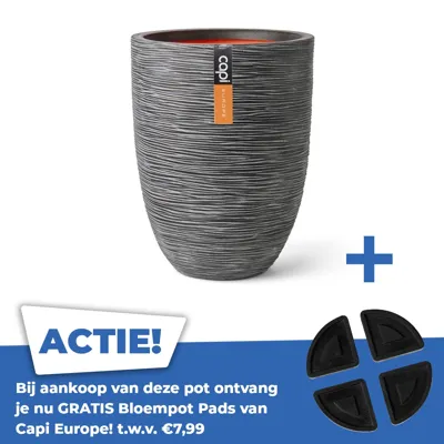 Vaas elegant laag Rib NL Ø36 H47 antraciet