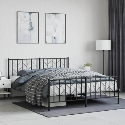 Bedframe met voetbord zonder matras metaal zwart 160x200 cm