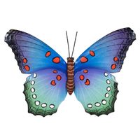 Tuindecoratie vlinder van metaal blauw 48 cm - thumbnail