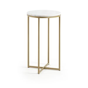 Kave Home Ronde Bijzettafel Sheffield Wit marmer / goud, Ø43cm