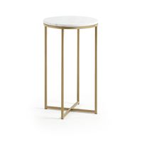 Kave Home Ronde Bijzettafel Sheffield Wit marmer / goud, Ø43cm