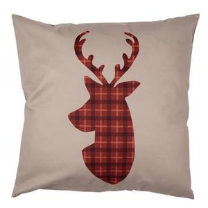 Clayre & Eef Kussenhoes 45x45 cm Rood Bruin Polyester Hert