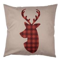 Clayre & Eef Kussenhoes 45x45 cm Rood Bruin Polyester Hert - thumbnail