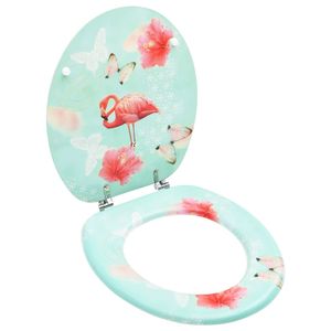 VidaXL Toiletbril met deksel flamingo mdf