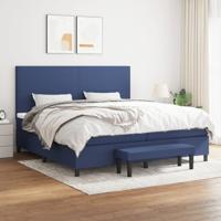 Boxspring met matras stof blauw 200x200 cm