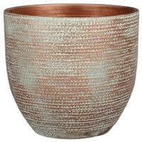 Plantenpot/bloempot Carrie terracotta koper met flakes patroon - D29/H26 cm