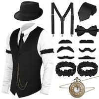 Retro vintage Roaring jaren '20 Jaren 1920 Outfits Hesje Vest Panamahoed Accessoireset The Great Gatsby Charleston Heer Voor heren Modieus Kerstmis Schoolfeest Festival Ves Lightinthebox