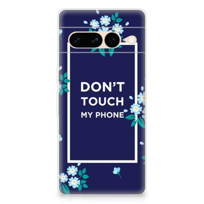 Google Pixel 7 Pro Silicone-hoesje Flowers Blue DTMP Google Pixel 7 Pro Silicone-hoesje Flowers Blue DTMP