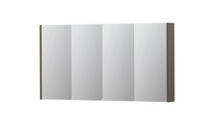 INK SPK2 spiegelkast met 4 dubbelzijdige spiegeldeuren, 4 verstelbare glazen planchetten, stopcontact en schakelaar 140 x 14 x 73 cm, mat taupe